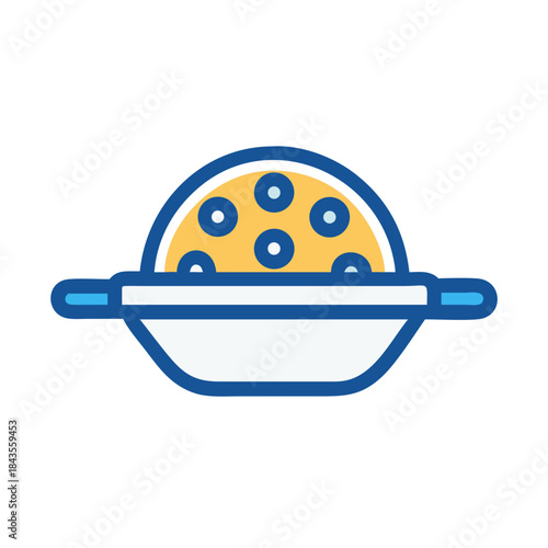 Flat vector illustration of food bowl with fruit topping