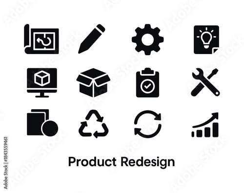 Product Redesign Icons. Product Redesign. Solid icon set of Prod