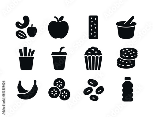 Healthy Snacks Icons. Healthy Snacks. Solid icon set of Healthy