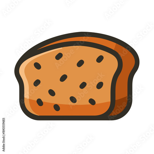 Cartoon slice of raisin bread on white background design