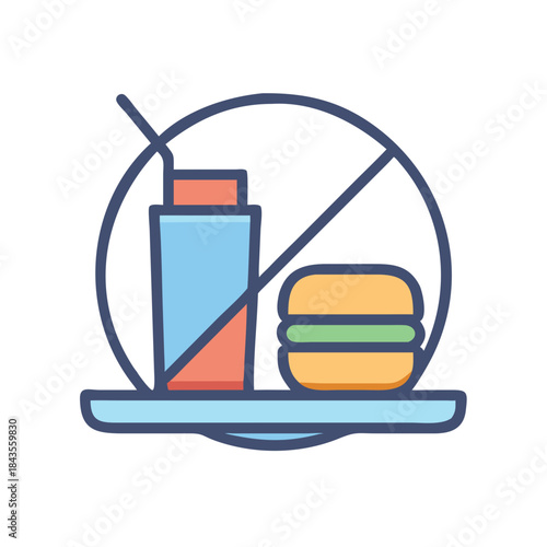 Unhealthy food ban concept with flat design illustration style