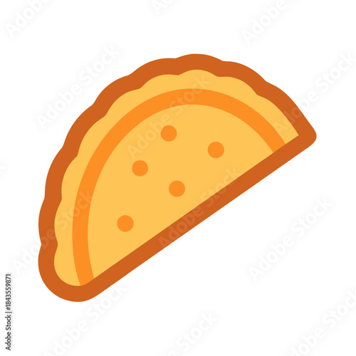 Stylized flat design empanada isolated on white background illustration