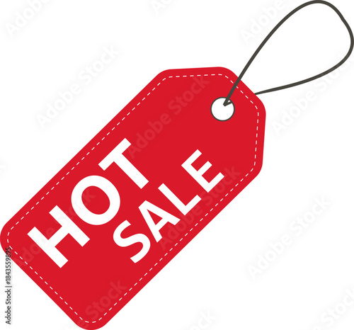 Hot sale. Sale label. Discounted price tag layout. Sale symbol. To attract buyers' attention. Promotions and discounts. Cheaper than the regular price. Bargain. Special price offer.