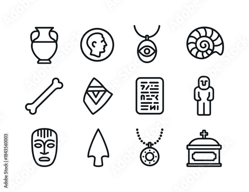 Ancient Artifacts Icons. Ancient Artifacts. Line icon set of Anc