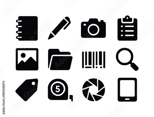 Art Documentation Icons. Art documentation. Solid icon set of ar