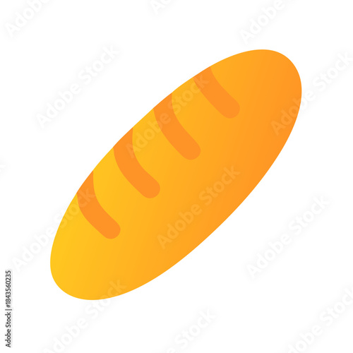 Single loaf of bread on white background graphic depiction