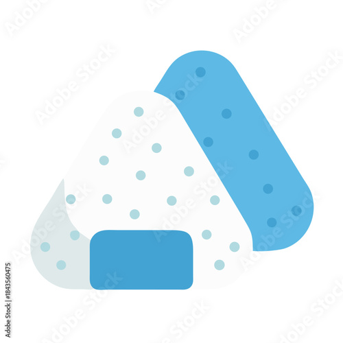 Two stylized onigiri rice balls flat design illustration