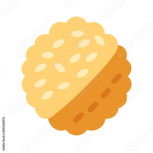 Sesame cracker illustration on white background in flat style