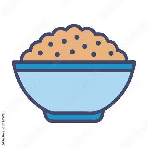 Illustration of a bowl filled with food grains or porridge