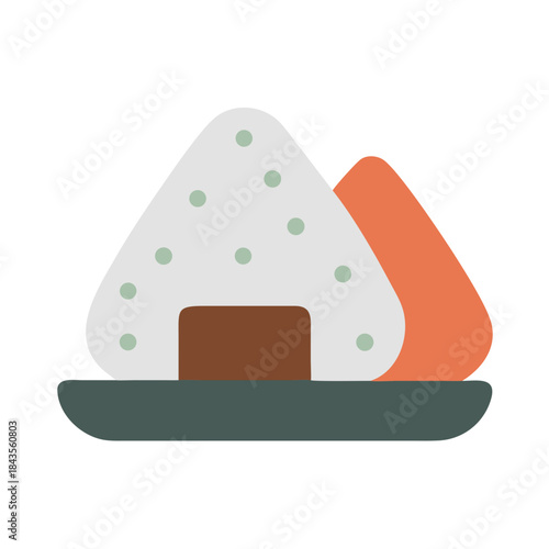 Minimalist onigiri flat illustration with white background food concept