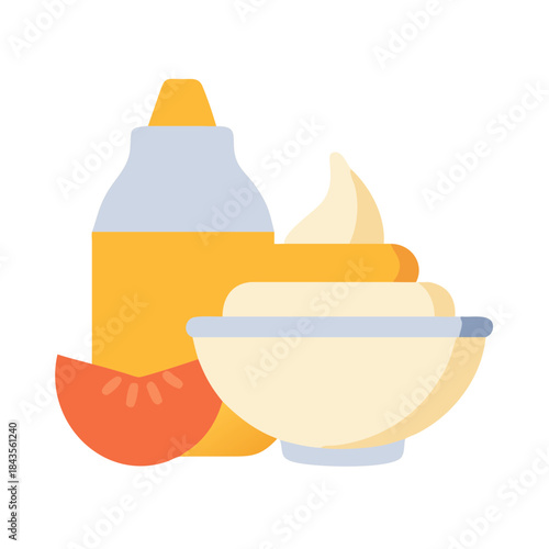 Food sauces and ketchup in a flat illustration style