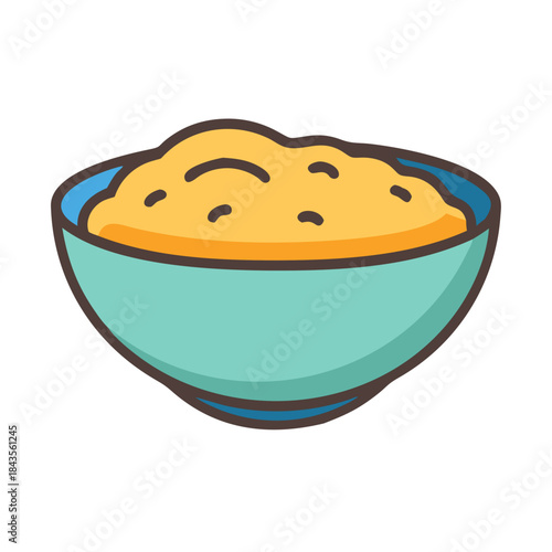 Stylized vector illustration of bowl filled with mashed potatoes