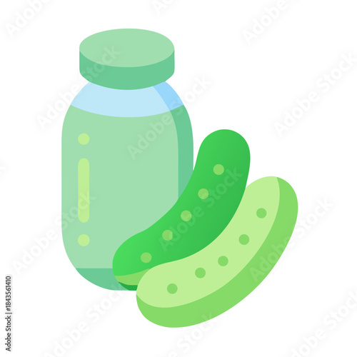 Jar of pickled cucumbers with white background illustration