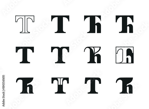Editorial Logo Variations. Editorial typography. Icon set. Set L