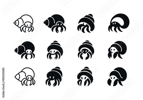 Marine Life Logos. Marine life near the shore (rocky tide pools,