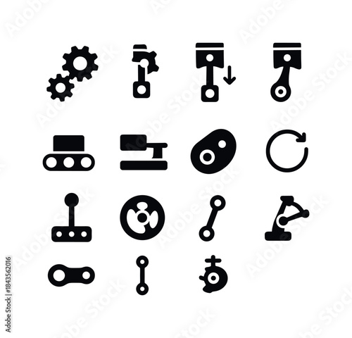Mechanical Motion Icons. Mechanical motion. Solid icon set of me
