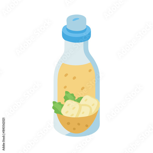 Isometric salad dressing in a bottle illustration design