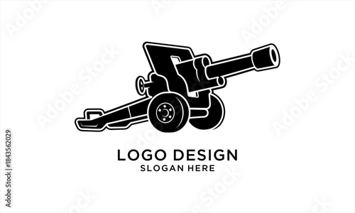 Vintage Cannon Military Weapon Vector Art.