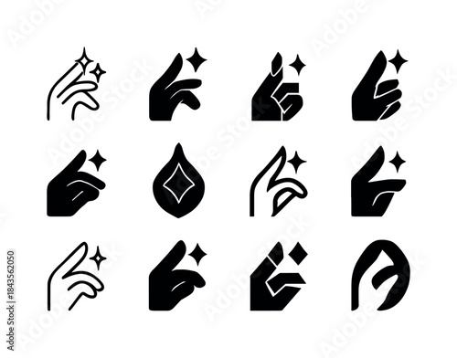 Foil Nail Logos. Foil Nails. Icon set. Set Logo of Foil Nails: m