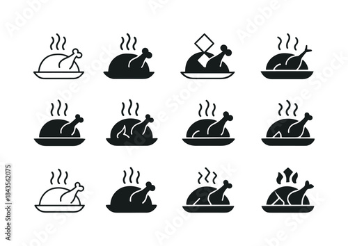 Festive Meal Icons. Preparing a festive meal. Icon set. Set Logo