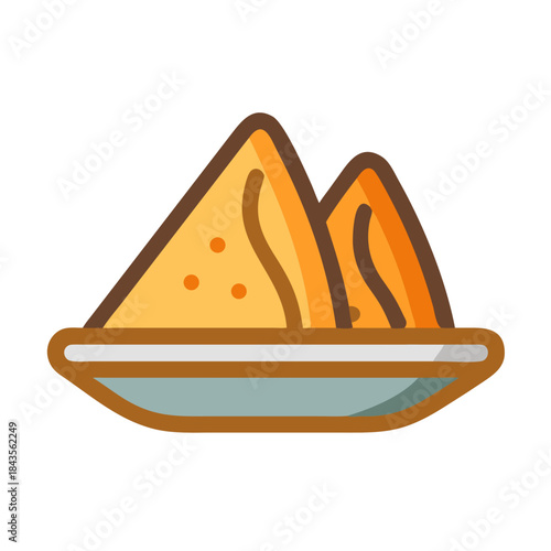 Icon of samosas on a plate on a white background