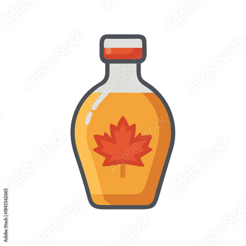 Bottle of maple syrup with canadian flag symbol icon
