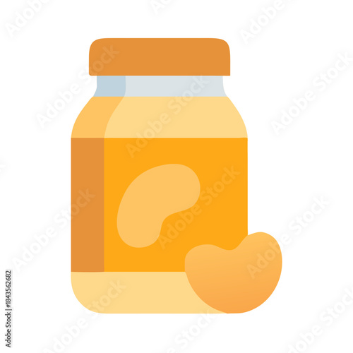 Jar of peanut butter with peanut on the side