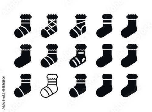 Fuzzy Socks Icon Set. Fuzzy Socks. Icon set. Set Logo of Fuzzy S