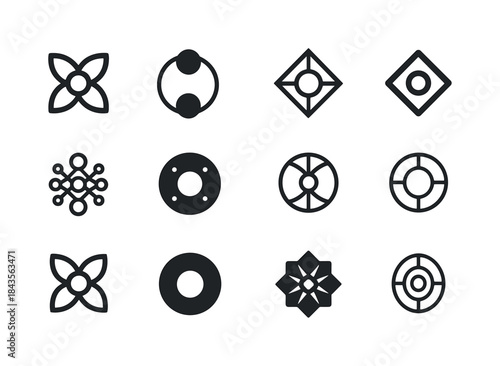 Core Logo Variations. Core. Icon set. Set Logo of Core: geometri
