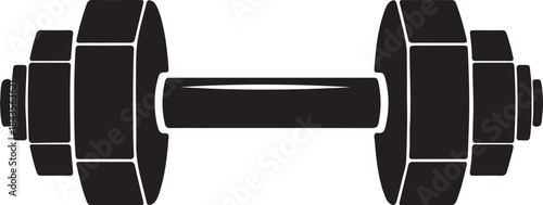 Simple black silhouette of a heavy dumbbell for weightlifting and fitness training icon vector
