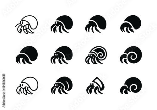 Marine Life Logos. Marine life near the shore (rocky tide pools,