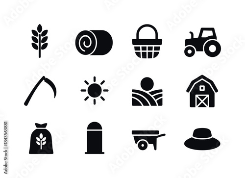 Harvest Icon Set. Harvest Season. Solid icon set of Harvest Seas