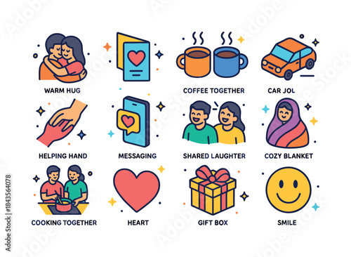 Acts of Love Icons. Acts of love. Colorful isometric vector icon