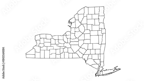 New York State map vector, flat design, clean borders, accurate geographic shape, modern cartography style, high detail, editable colors, white background, isolated, stock illustration