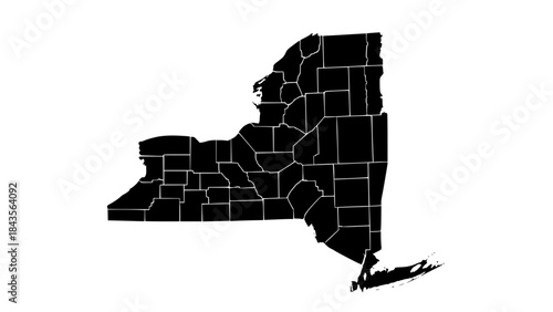 New York State map vector, flat design, clean borders, accurate geographic shape, modern cartography style, high detail, editable colors, white background, isolated, stock illustration