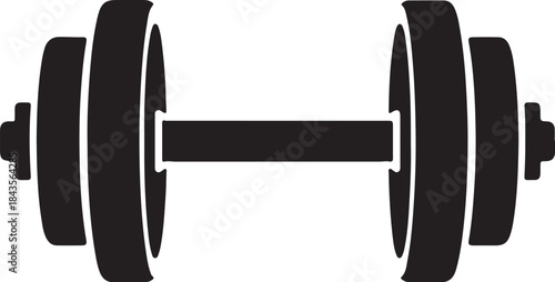 Black silhouette icon of a single dumbbell, essential equipment for fitness, strength training, and exercise