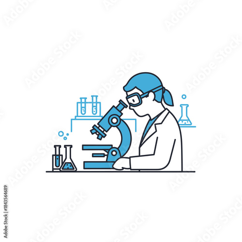 scientist working in laboratory using a microscope for scientific research and experiments