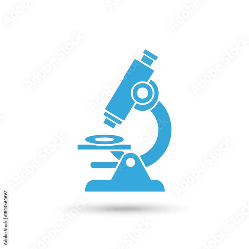 illustration of a modern blue microscope used in scientific research and education