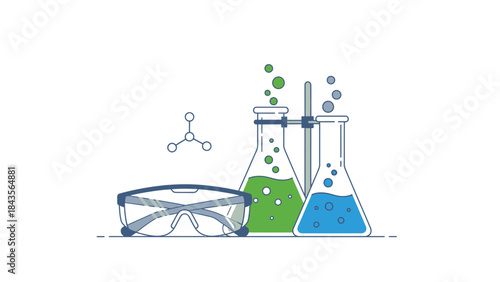 Futuristic Laboratory Scene with Glassware and Scientific Equipment Displaying Innovation and