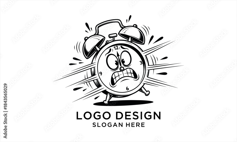 Obraz premium Alarm clock character with a stressed and frantic expression.