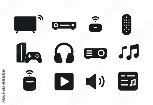 Smart Entertainment Icons. Smart entertainment. Solid icon set o