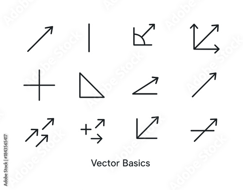 Vector Icon Set. Vector Basics. Line icon set of Vector Basics: