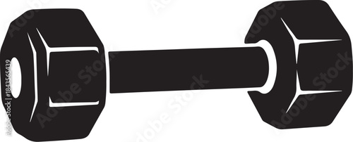 Dumbbell silhouette icon for fitness and workout concepts, representing strength training equipment.