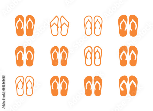 Summer Flip-Flop Logos. Summer. Icon set. Set Logo of summer: fl