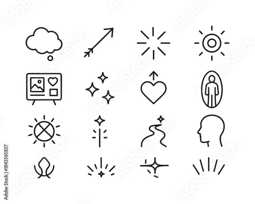 Manifestation Icon Set. Manifestation. Line icon set of Manifest