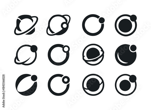 Planetary Orbit Logo Set. Orbit. Icon set. Set Logo of Orbit: mo