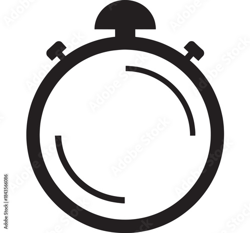 Simple black stopwatch icon design on transparent background silhouette