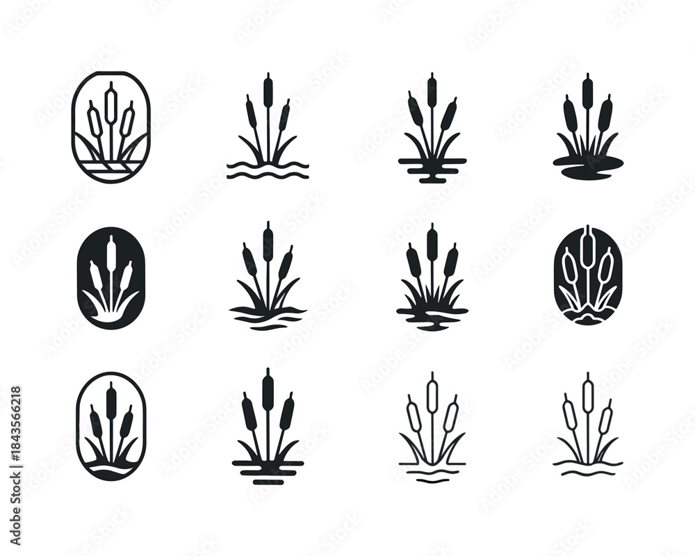 Fototapeta premium Wetland Preservation Icons. preserving wetlands. Icon set. Set L