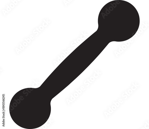 Black dumbbell shape with rounded ends simple design on transparent background silhouette
