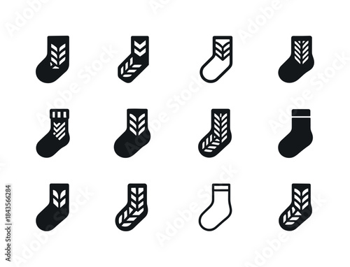 Stylish Sock Icons. socks. Icon set. Set Logo of socks: wool soc